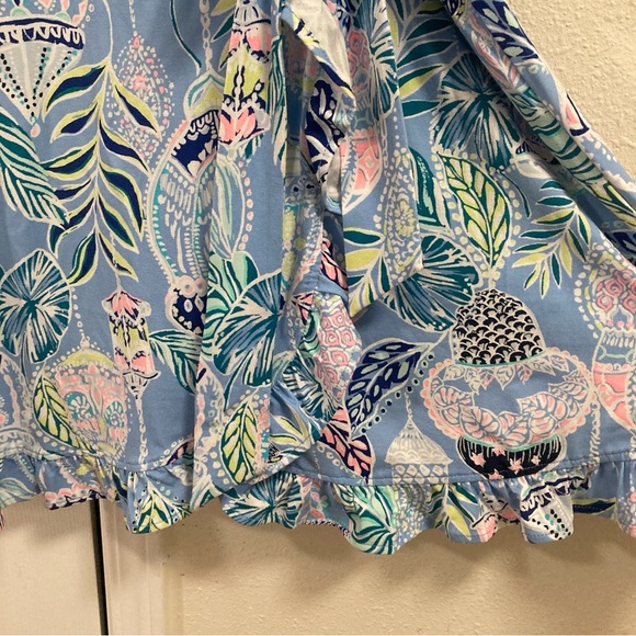 Lilly Pulitzer Dress Jessalynne Wrap Romper Blue Peri Lapis Lanterns Medium - Picture 8 of 16